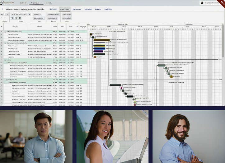 Bauprogramm Gantt-Diagramm Dashboard mit Bauzeitenplan und Vorgangsliste